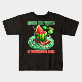 Watermelon Surf - Riding the Waves of Watermelon Bliss Shirt Kids T-Shirt